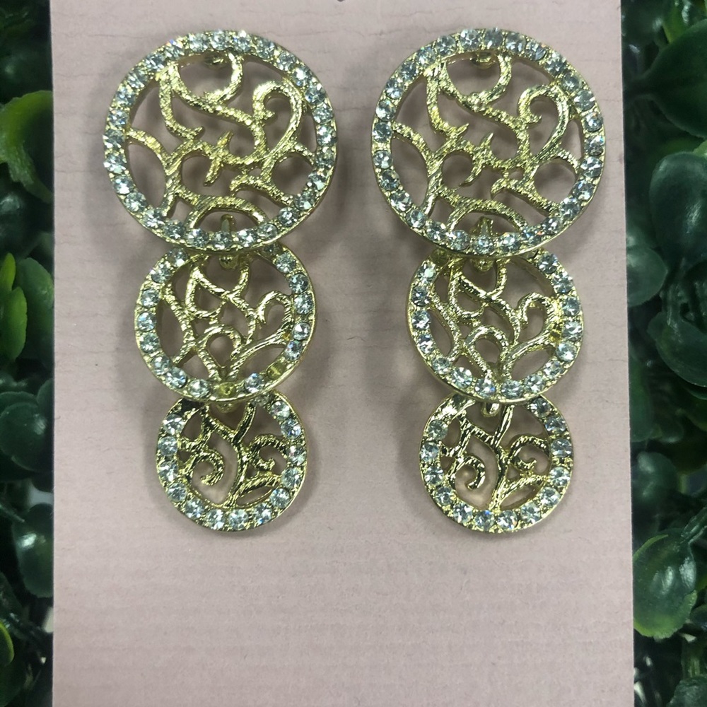 Circle accent earrings w/ Rhinestones silver/gold